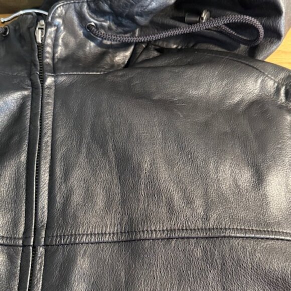 Wilson Leather Black Hooded Zip Front Jacket- Womens Size M - Picture 5 of 10
